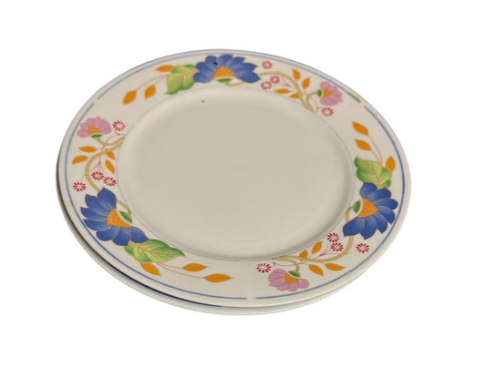 Allied Design Floral Salad/Dessert Plates 7 5/8” Blue Pink Set of 2