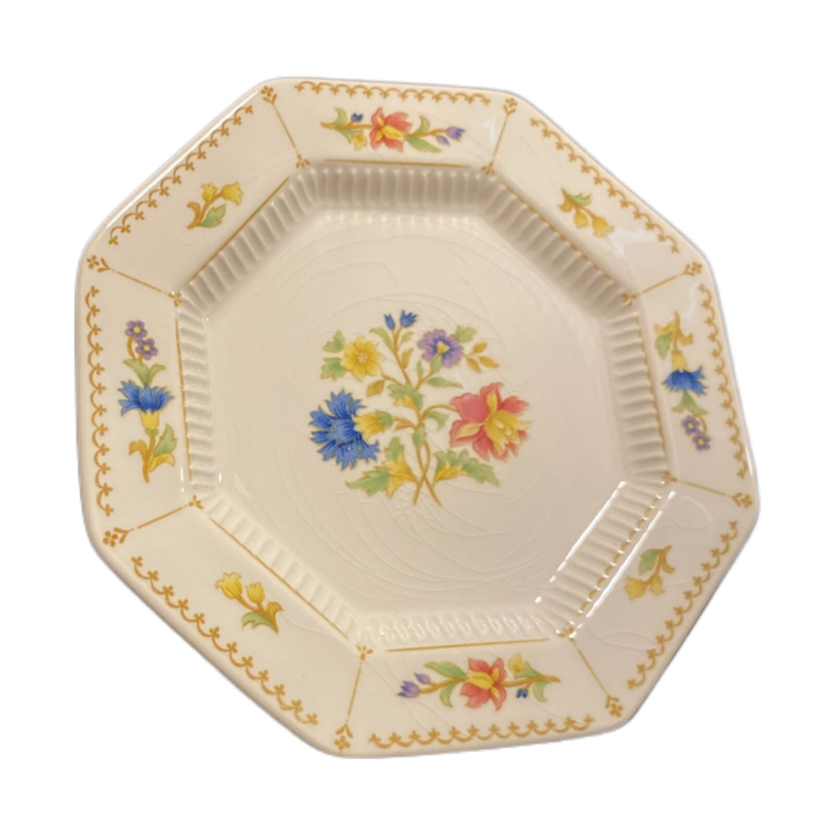 Nikko Classic Collection MAGENTA 4-Bread & Butter Plates Octagonal Floral Japan