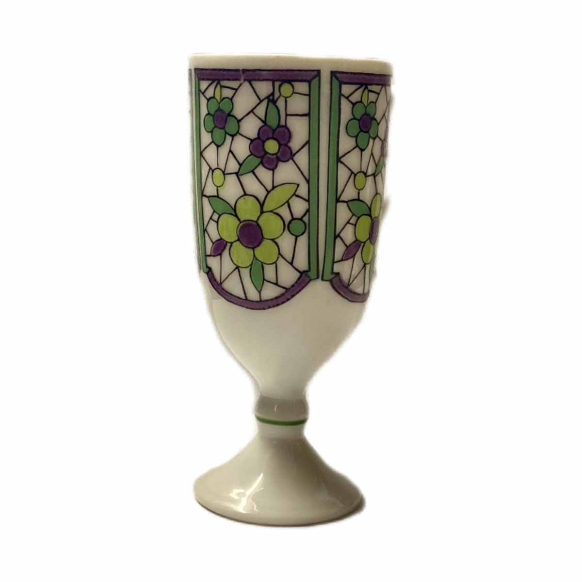 Set of 5 Vintage Da Vinci Pedestal Demitasse Mugs 2262 4 oz Green Purple Floral