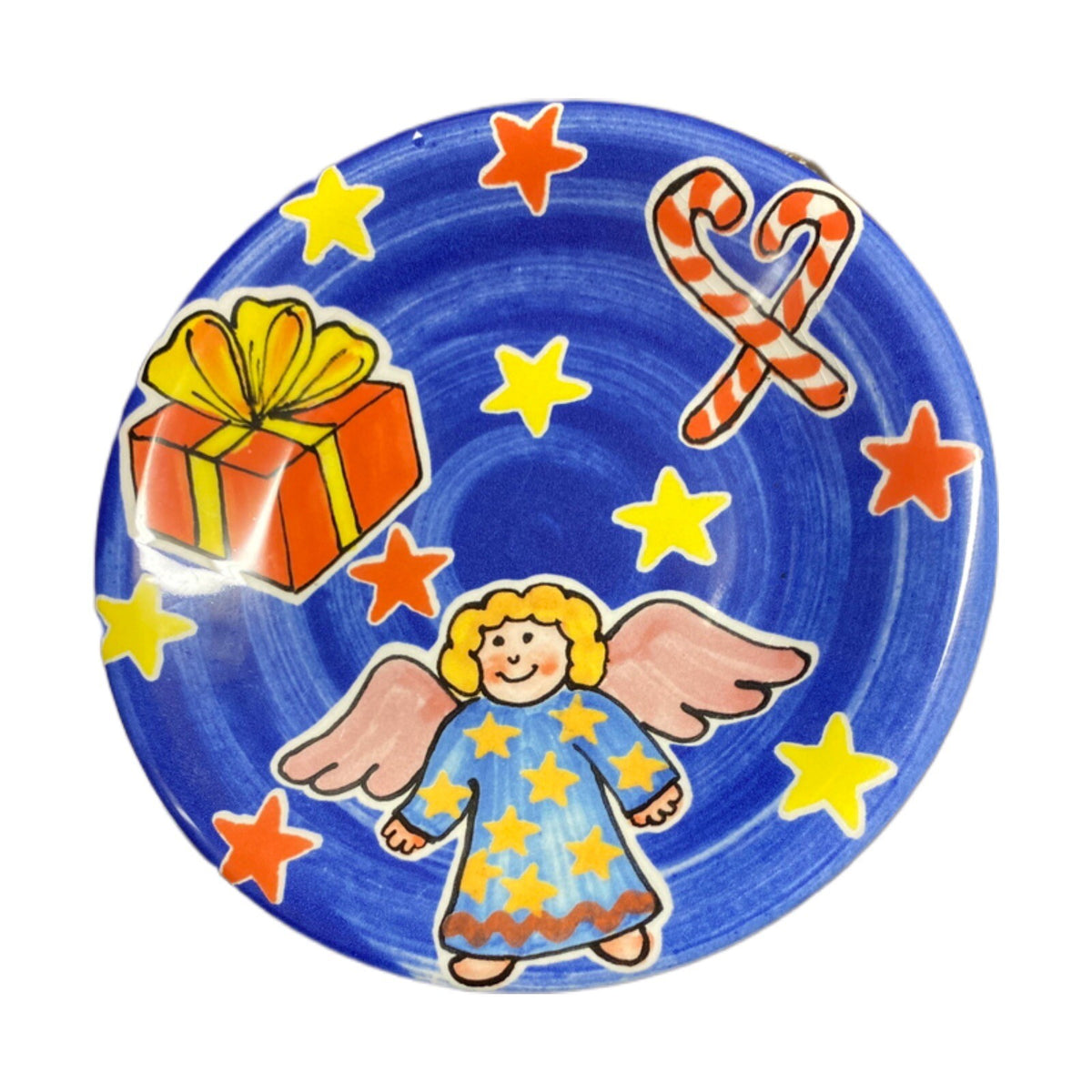LA GIOCONDA 3-Salad  Plates Christmas Gift Candy Cane Angel Stars Dessert Dish