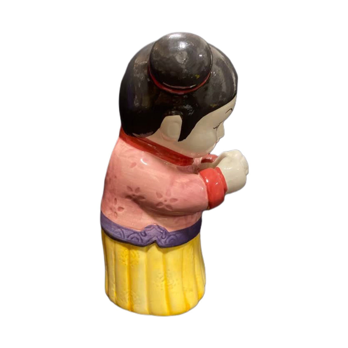 Tiki Figural Ceramic Statue Traditional Chinese Girl Holder Planter Vase Incence