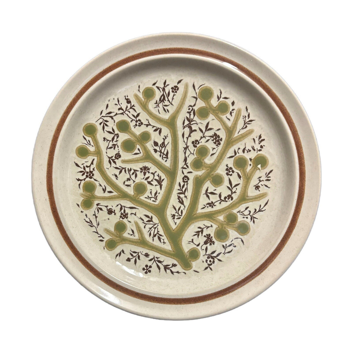 Noritake GREEN TREE 5-Salad Plates Japan Prima-Stone 8328 Dessert Appetizer Dish