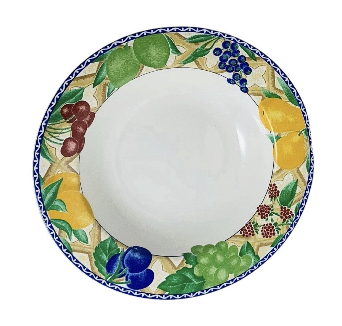 Sango Delight 4869 Set of 6 Rim Soup Pasta Bowls Fruit Border 9.25” Stoneware