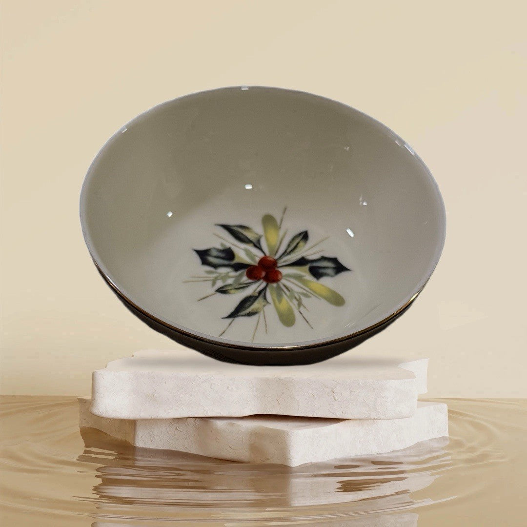 Lenox Winter Greetings Berry Bowl 4.1/4” American Home Collection Holly Gold