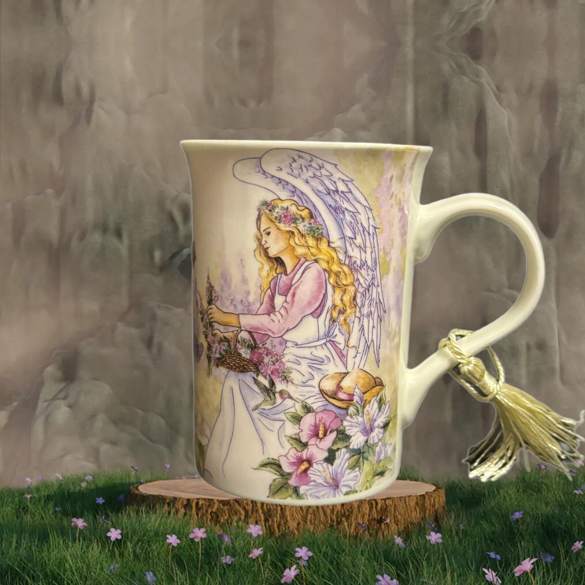 Angel Star Mug Porcelain Coffee Tea Flowers Butterflies Cup 2013 Designed in USA