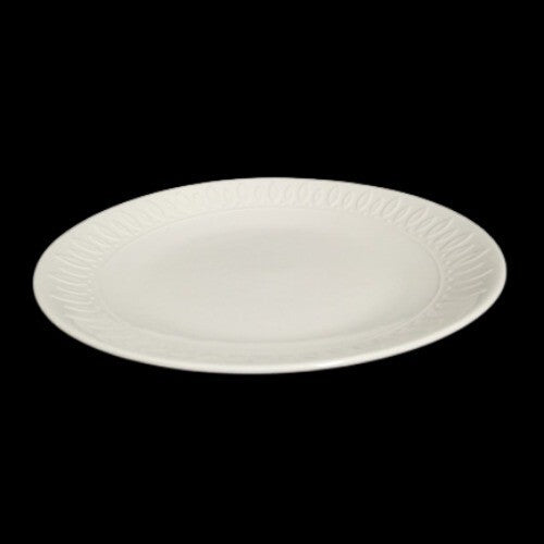 Gibson Designs WHITE DIAMONDS 2-Dinner Plates 10 3/8”D Embossed Oval Design