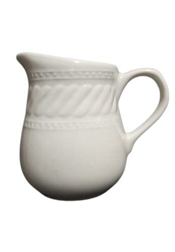 Gibson Designs IMPERIAL BRAID Creamer White Embossed Rope Dots Ceramic Dish 11oz