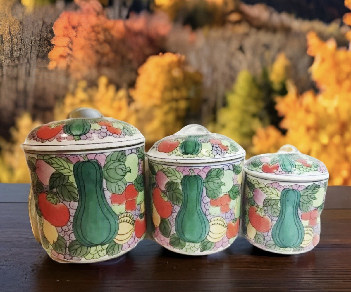 Williams Sonoma Grande Cuisine 3 Canister Set Ceramic Kitchen Jars Circa 2000