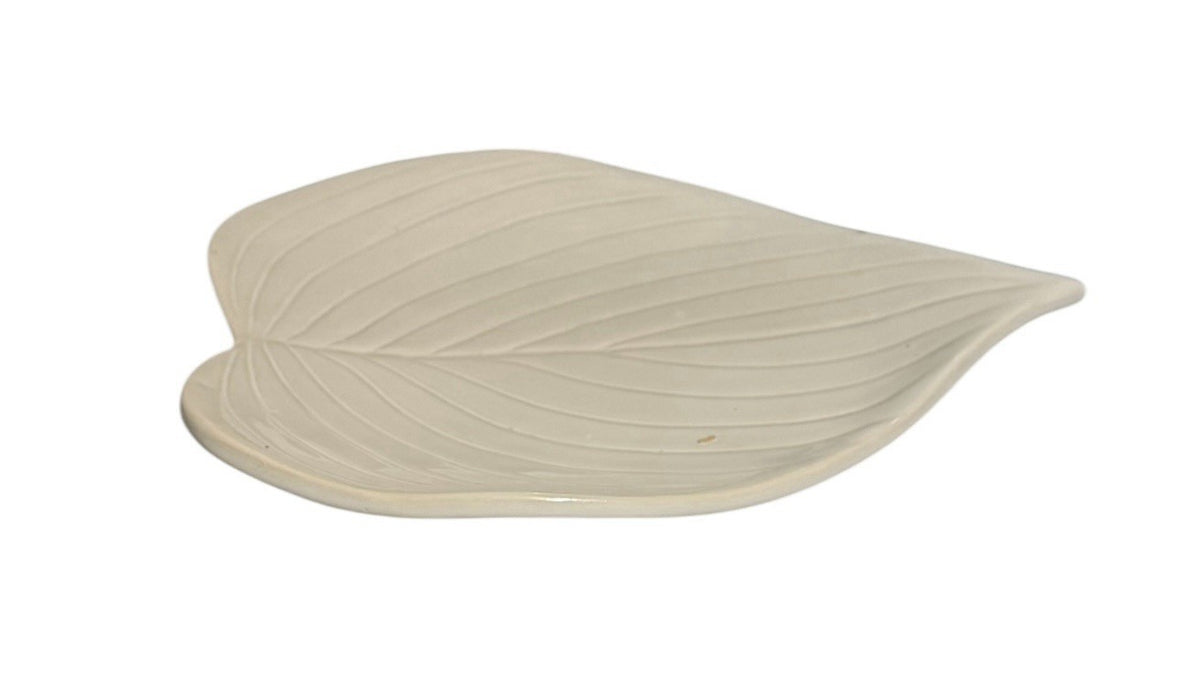 Napa Home & Garden 8pc Leaf Plates Set – 4 Large 8.5” & 4 Small 5” White Ceramic