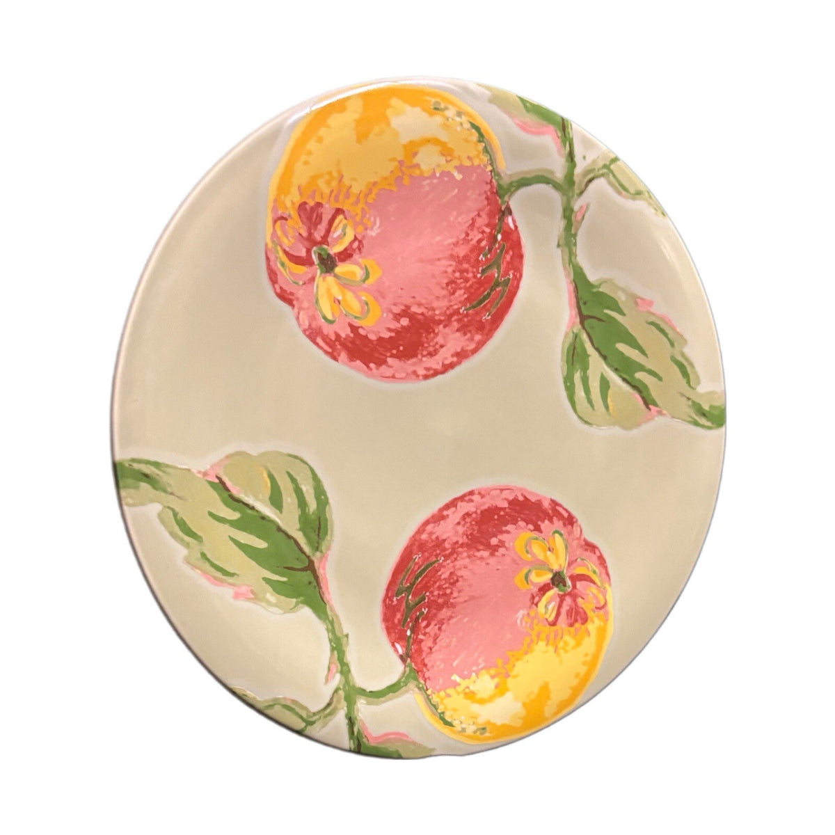 APRIL CORNELL 4 Salad Plates by Silvestri Peaches Ceramic Dessert Luncheon Dish