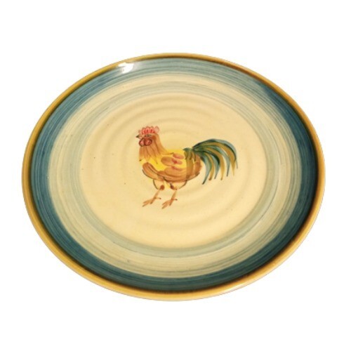 Gibson Designs Ocean Dream Rooster Dinner Plates Set of 4 10 7/8” D Blue Rim