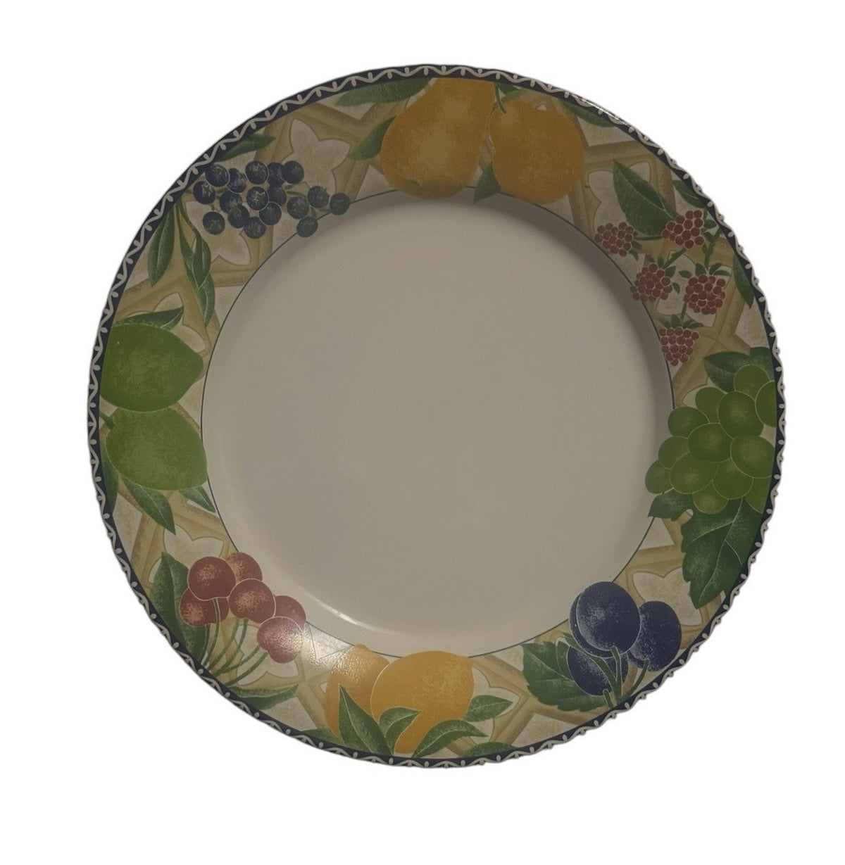 Sango Delight 4869 Chop Plate Platter Fruit Border 12.25" Stoneware Vintage