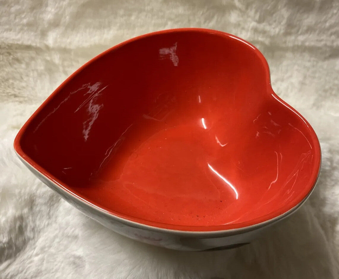 Rare Imported Coastline Imports COUNTRY ROOSTER Heart Shaped Earthenware Bowl