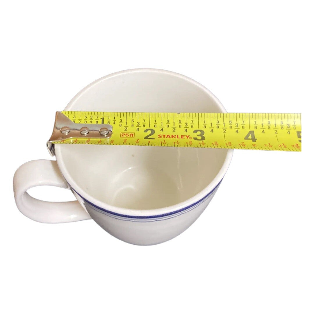 Culinary Arts Bon Appetit Mug Blue White Coffee Cup The Art of Entertaining 14oz
