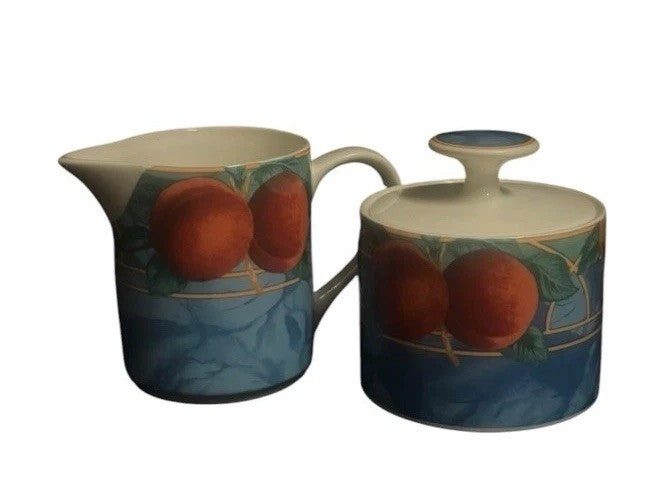 Victoria & Beale Forbidden Fruit Creamer & Sugar Bowl w/Lid Porcelain
