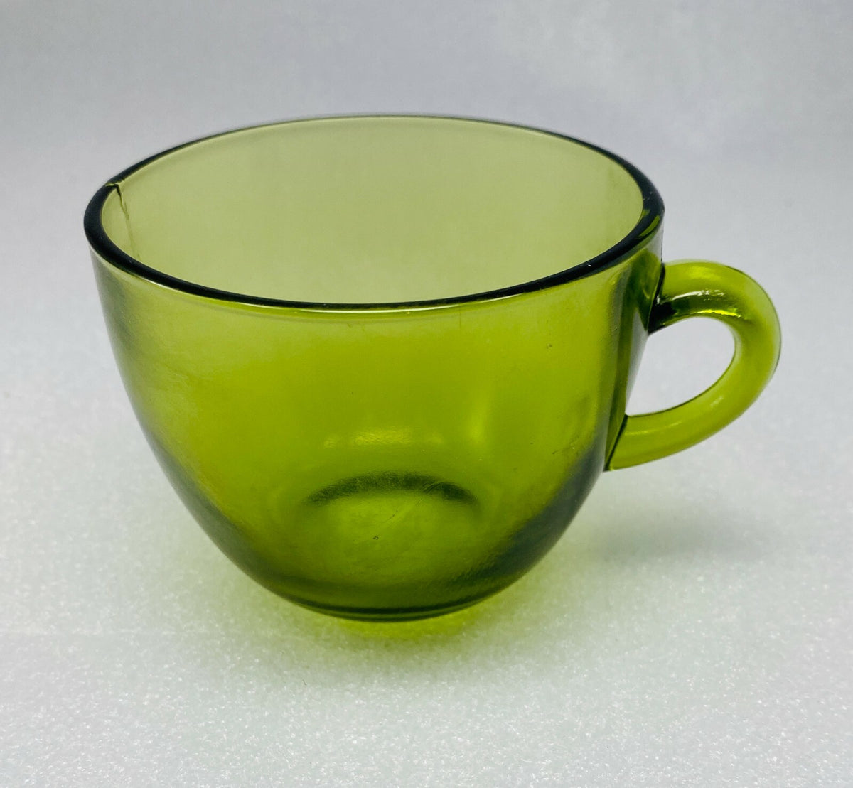 Vintage Indiana Glass Sunburst Mid Century Olive Green One Cup & Plate Set