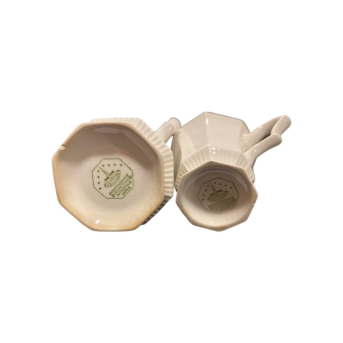 Independence Ironstone Interpace Creamer & Sugar Bowl No Lid Japan Octagonal