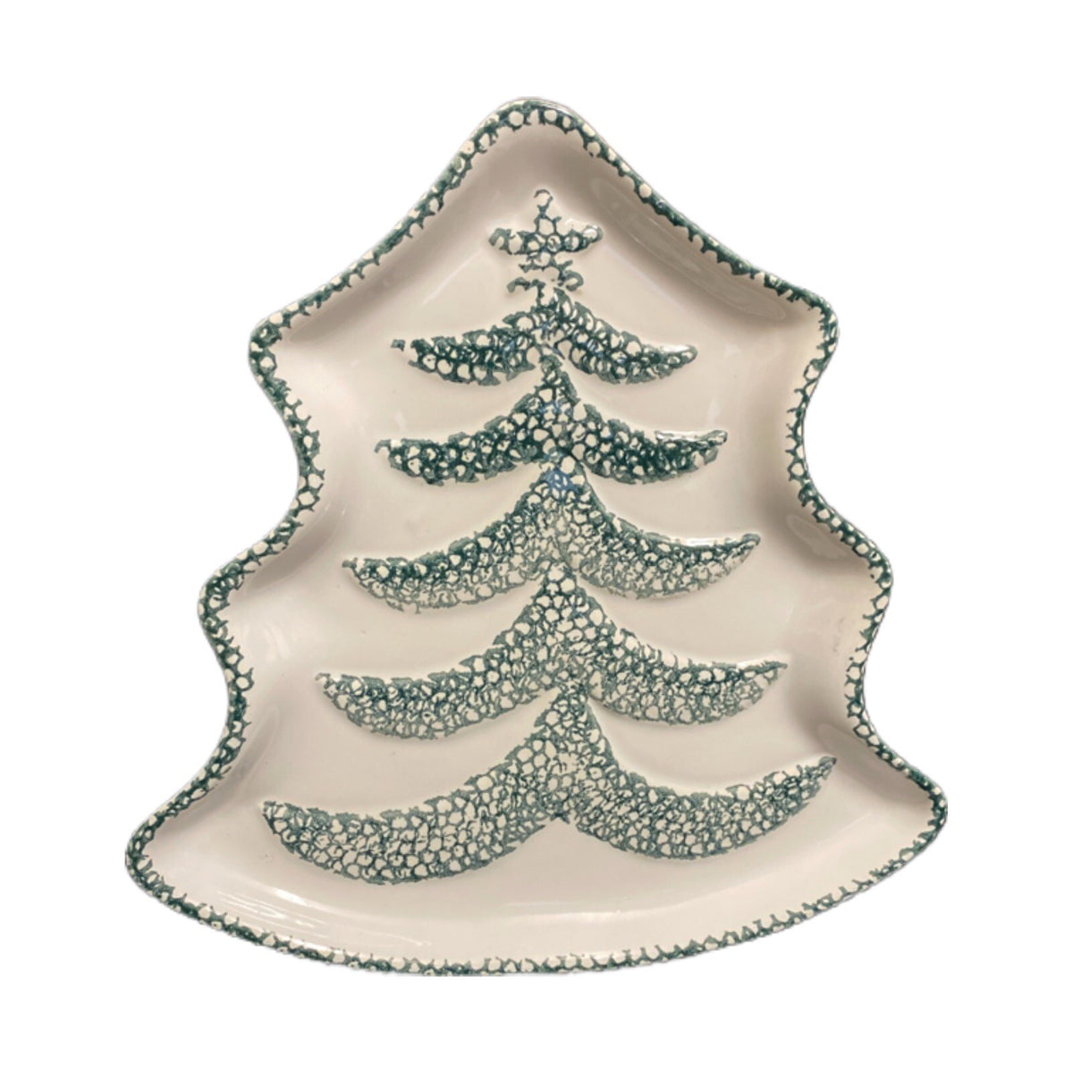 GUYROC Serving Platter Christmas Tree Shape Embossed Cookie Candy Dish 12 3/8”L