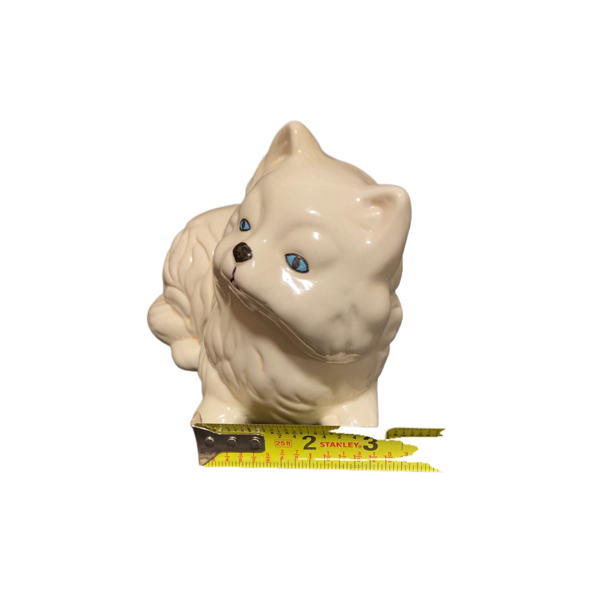 Vintage Persian Cats Long Hair Blue Eyes Set of 2 White Ceramic Figurines