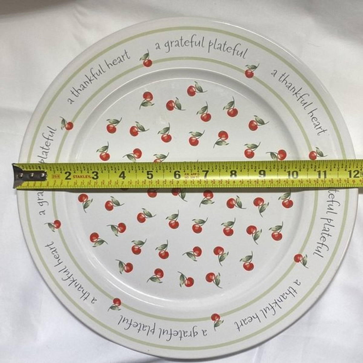 Vintage Hallmark Cherries Cake Plate Platter Thankful Grateful 12'D