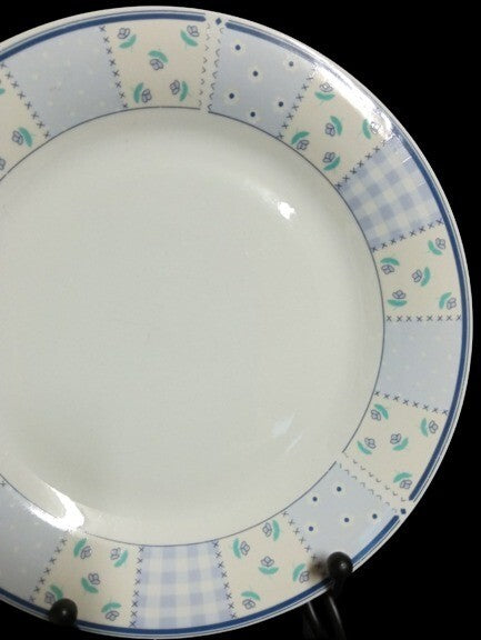 Gibson HOME VALLEY 2-Salad Plates 7 5/8” D Lilac Squares Flowers Dessert Dish