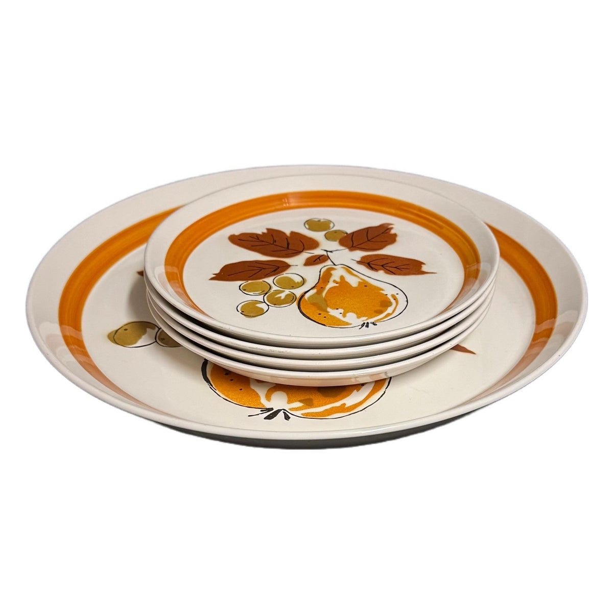 Mikasa Duplex Harvest Ben Seibel Set 12.75” Chop Plate & 4 Salad Plates 8”Japan