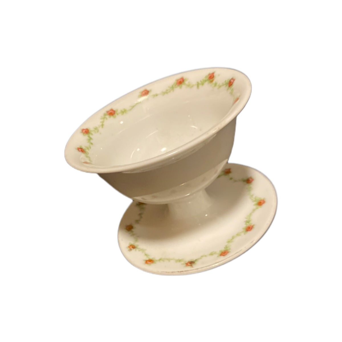 Vintage Victoria Austria 4-Pedestal Cups Dessert Berries Porcelain Rosebuds