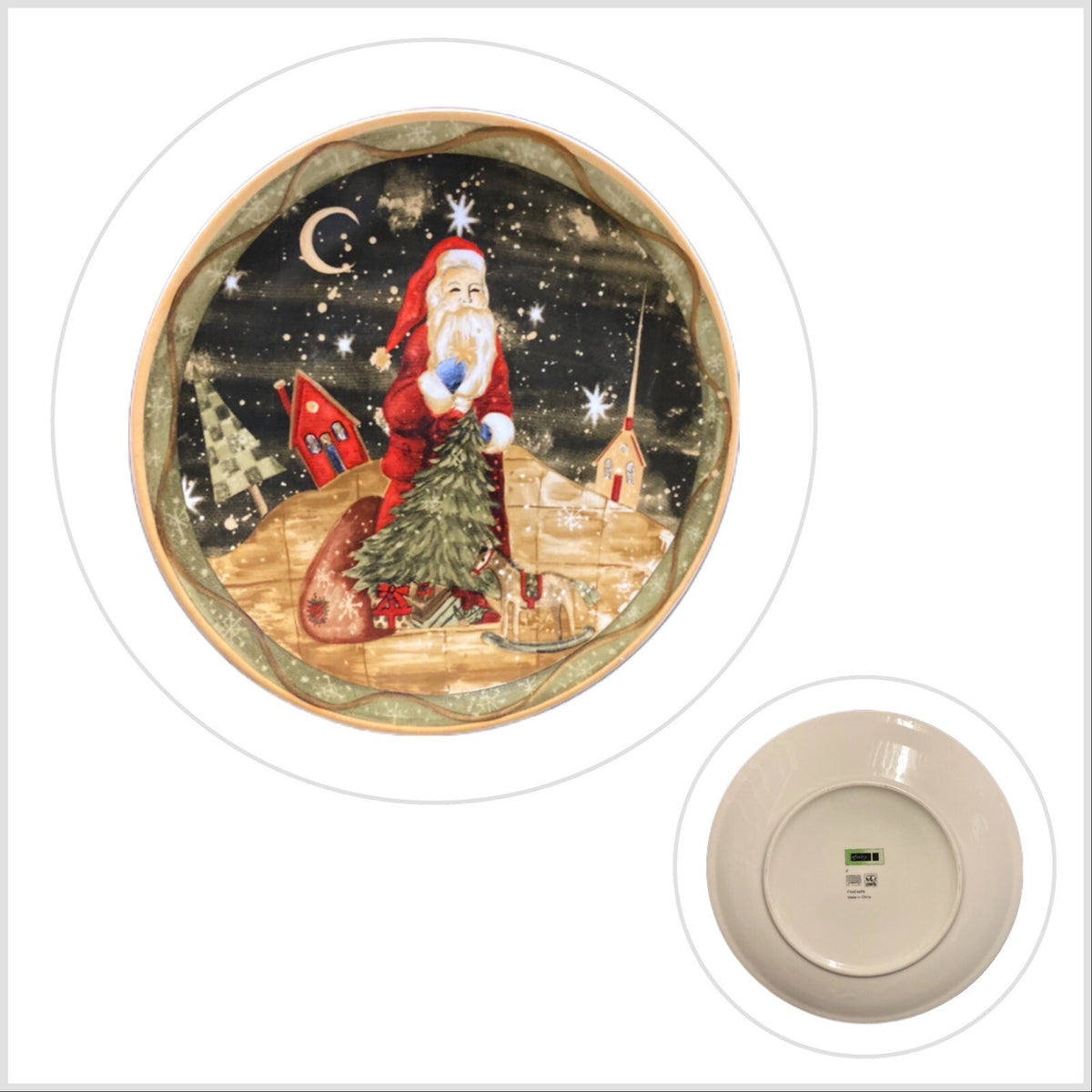 Home Gallery NFINITY Salad Plate Christmas Santa Dessert Holiday Dish 8 1/4"D