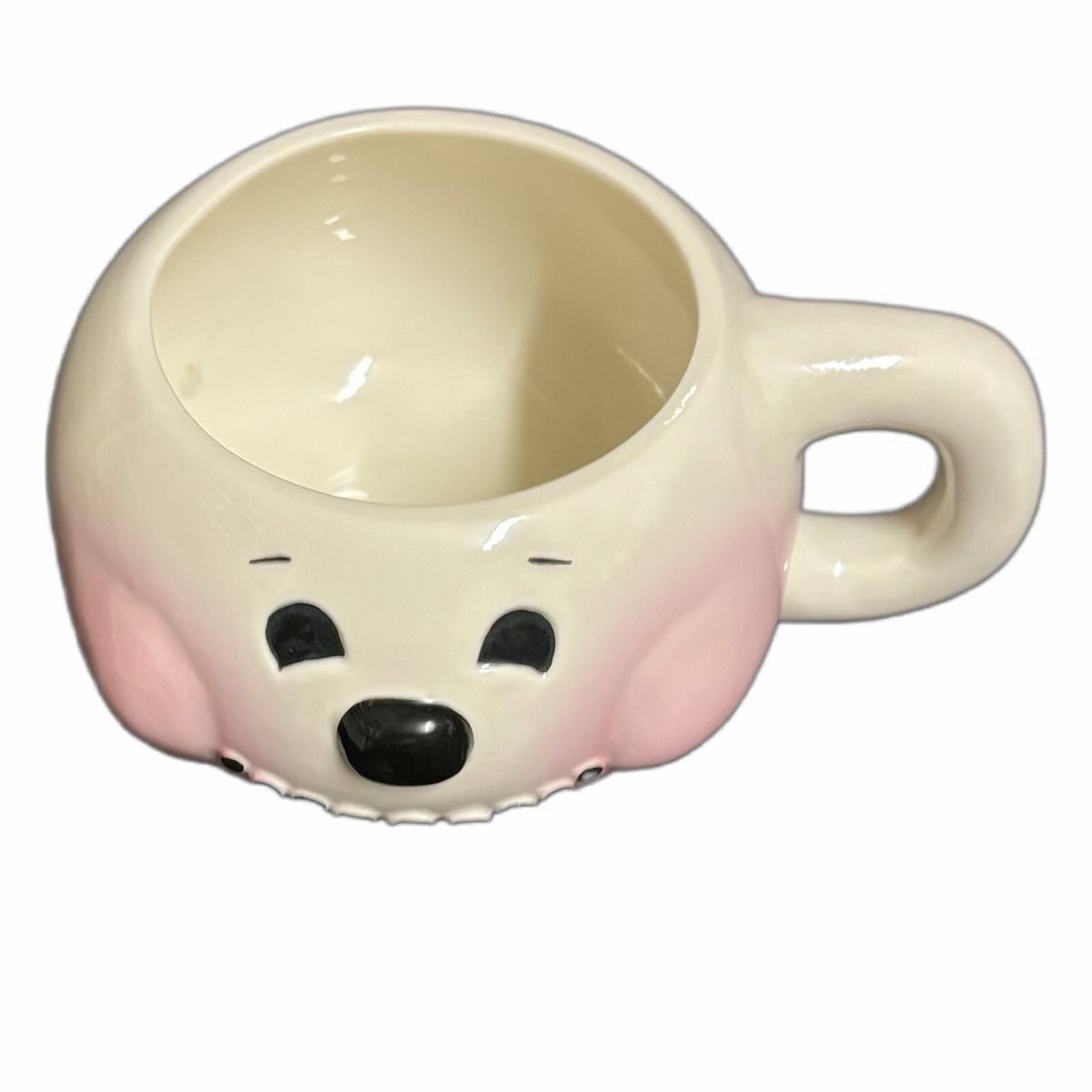 2000 Figis Inc.  Mug Snowman Face Ceramic Coffee Tea White Pink Cup