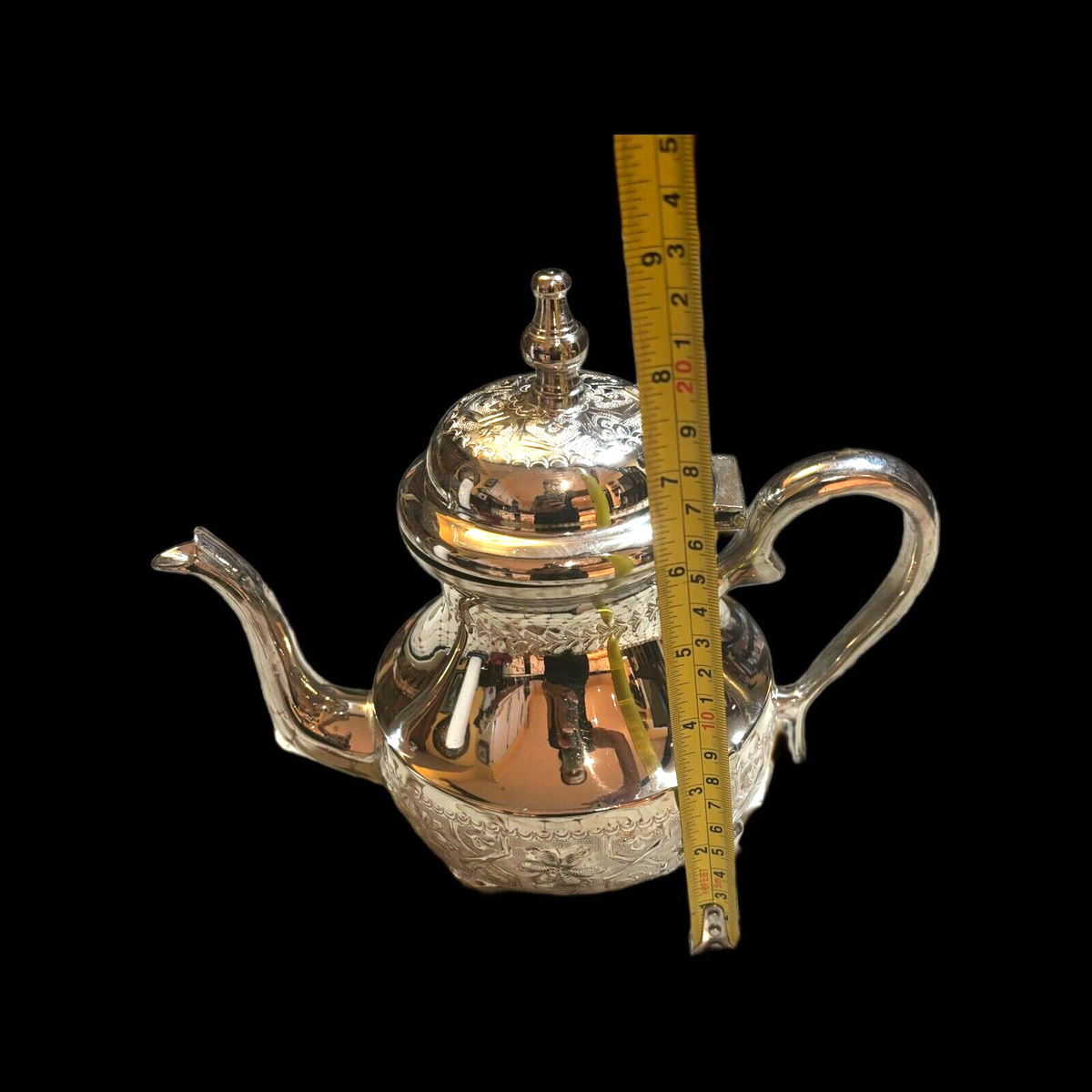 Moroccan Teapot Artisan Handcrafted Silver  Design Intricate Engraved