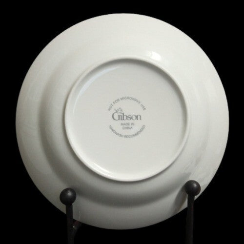 Gibson Designs ANNIVERSARY PLATINUM Rim Soup Bowl 8" D  White China Dinnerware