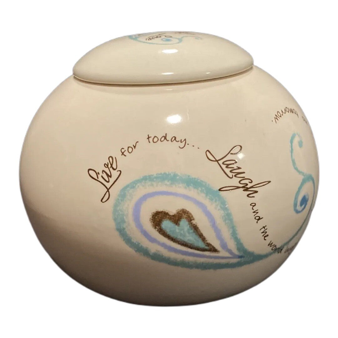 LIFE IS A CIRCLE CARSON Round Tealight Candle Holder & Lid  LIVE LAUGH LOVE-