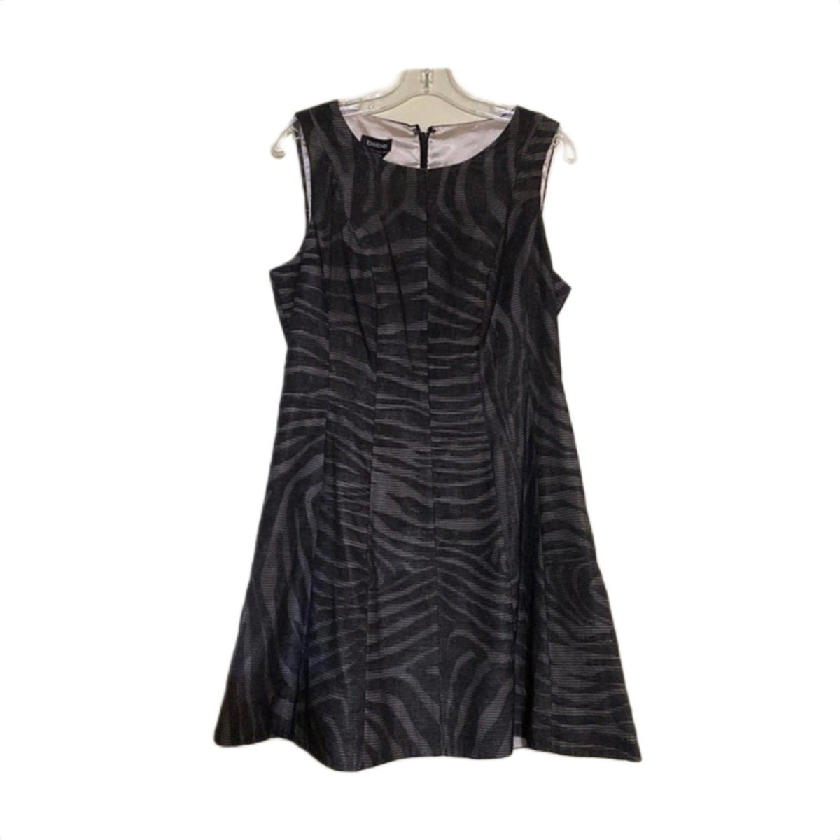 Bebe Sleeveless Fit & Flare Dress Black Gray Animal Print Size 10
