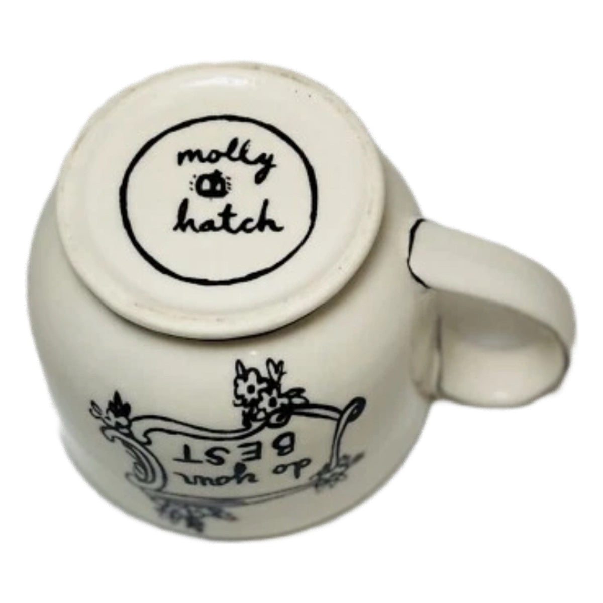 Anthropologie Molly Hatch “Do Your Best” 12 oz Mug Purple Polka Dot Coffee Cup