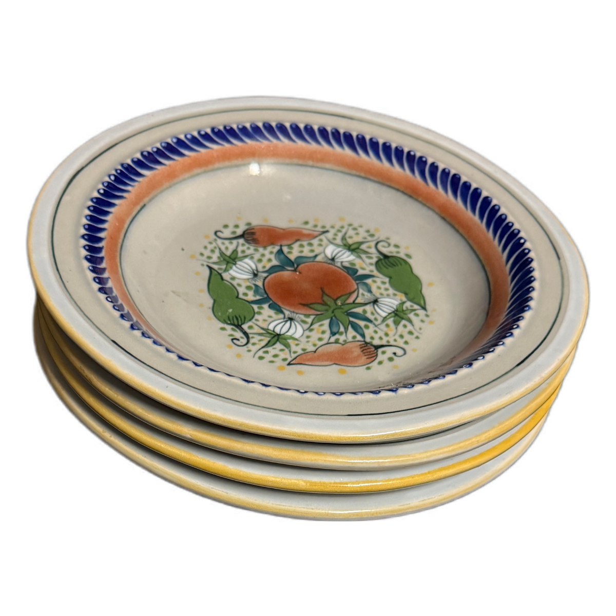Vintage Set of 4 Erandi Tonala Mexico Hand-Painted Bowls Toscana 10 1/8”D