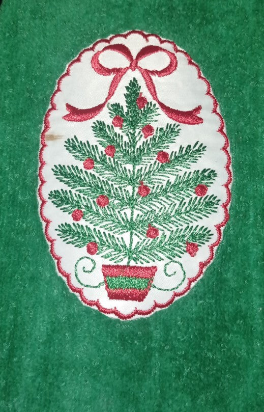 CANNON TOWELS SET CHRISTMAS TREE APPLIQUÉ  GREEN/RED/WHITE