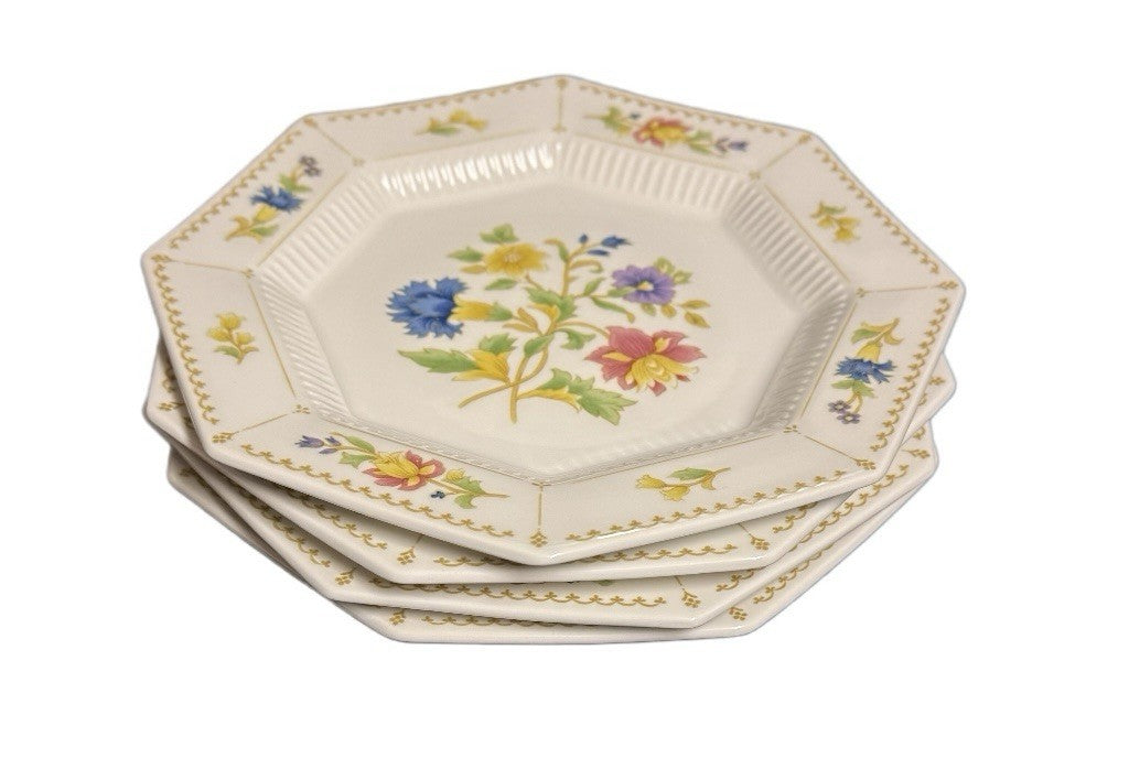 Nikko Classic Collection Magenta Octagonal Floral Salad Plates Set of 4 Japan