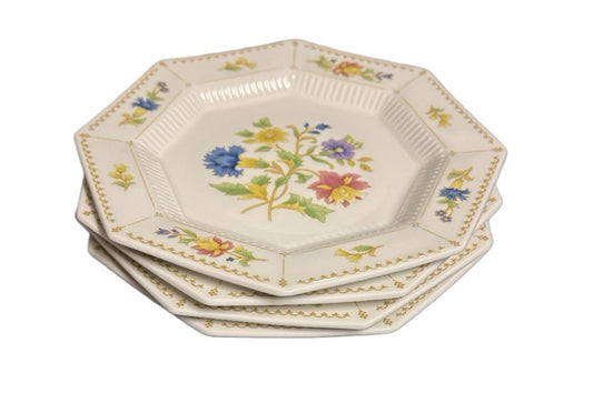 Nikko Classic Collection Magenta Octagonal Floral Salad Plates Set of 4 Japan