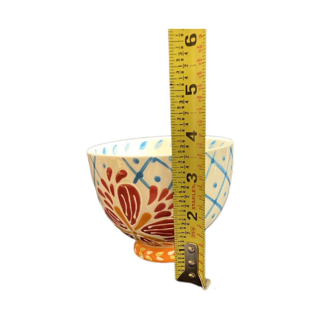 Coastline Imports Artistic Accents Ceramic Floral Coffee Mug Blue Handle Tea Cup
