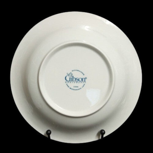 Gibson Designs FLOURISH 2-Soup Bowls 8 1/8” D White Embossed Fruit Border Coupe