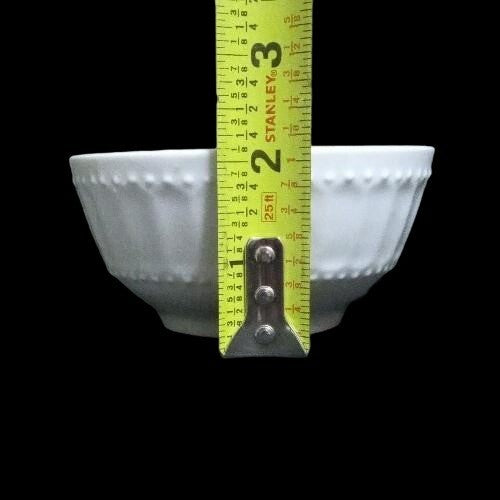 Gibson REGALIA 4-Dessert Bowls 4 3/8" D White Embossed Dots Ceramic Berry Bowl