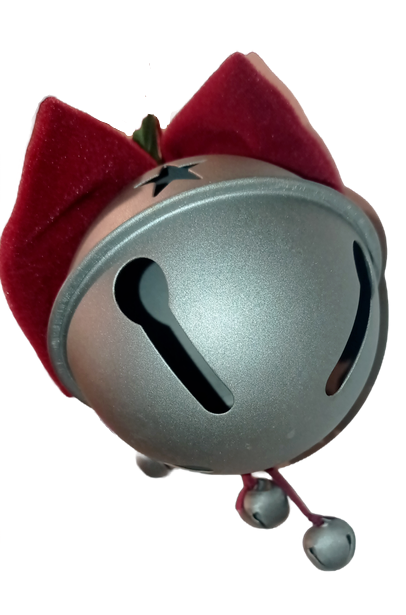 Vintage Russ Jingle Bell Metal Ornament Bow and Red Ribbon Made in Taiwan