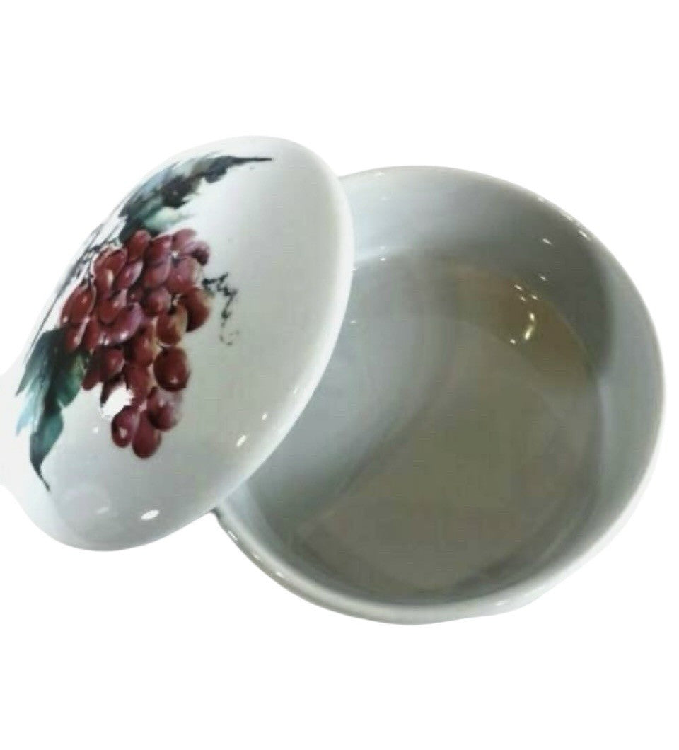 "GOURMET VILLAGE"  Wine Country Ceramic Brie Baker Cheese Dish with Lid 5" D