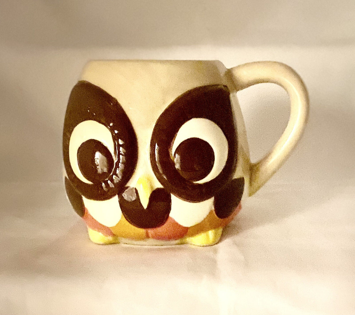 Mesa Home Products Coffee Mug 3D Owl Hand Painted Brown Tan Orange 16 Oz Tea Cup