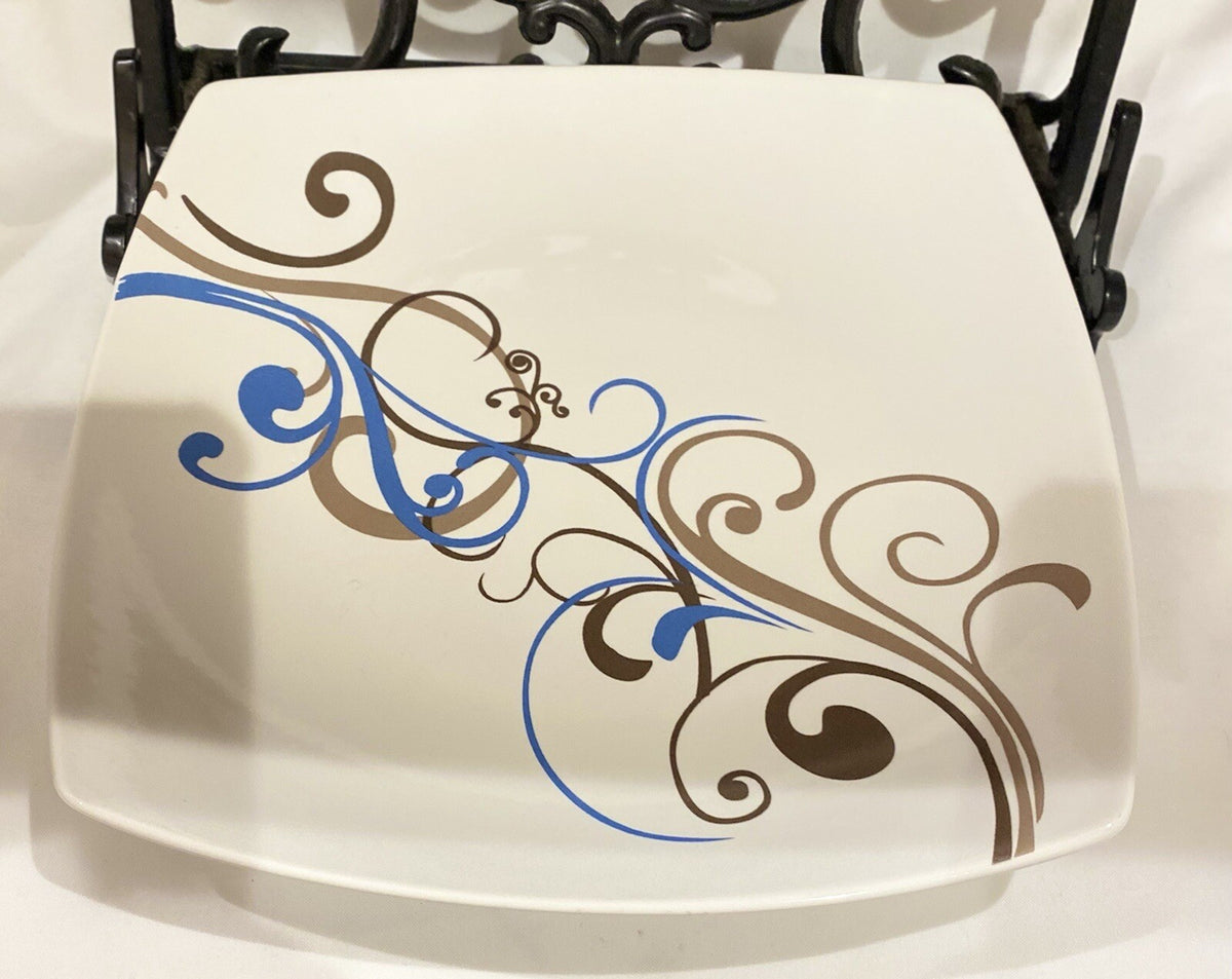 Coventry CHOCO SCROLL 4-Square Dinner Plates Fine China Porcelain  (PTS) Int'l.