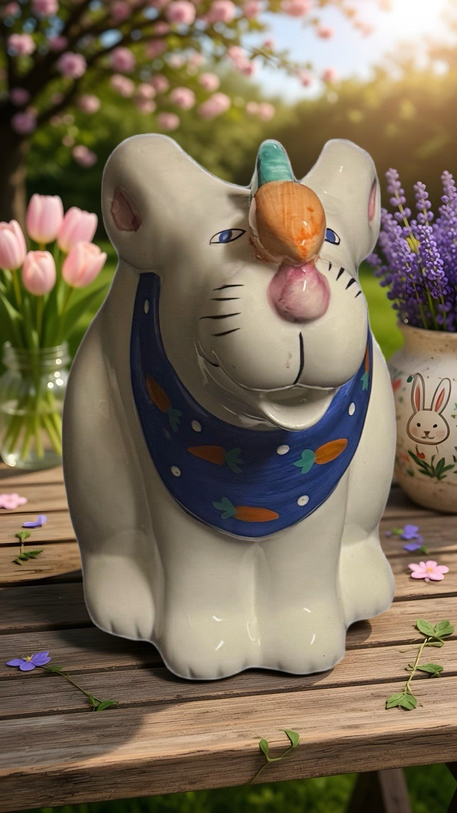 Coco Dowley Rabbit Pitcher 7” Ceramic Bunny Taiwan Juice Lemonade Easter Decor