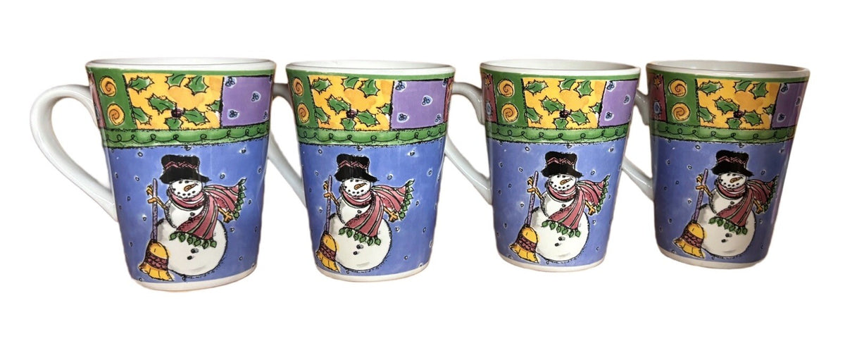SANGO 4- Mugs The Sweet Shoppe Christmas Sue Zipkin Snowman Coffee Tea Cups