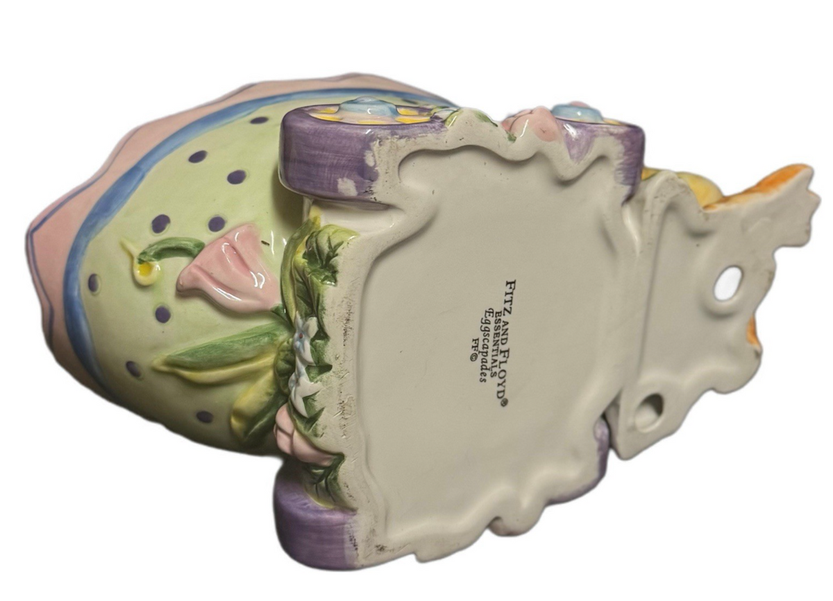 Fitz & Floyd Eggscapades Duck Jelly Bean Wagon Easter Candy Dish Planter