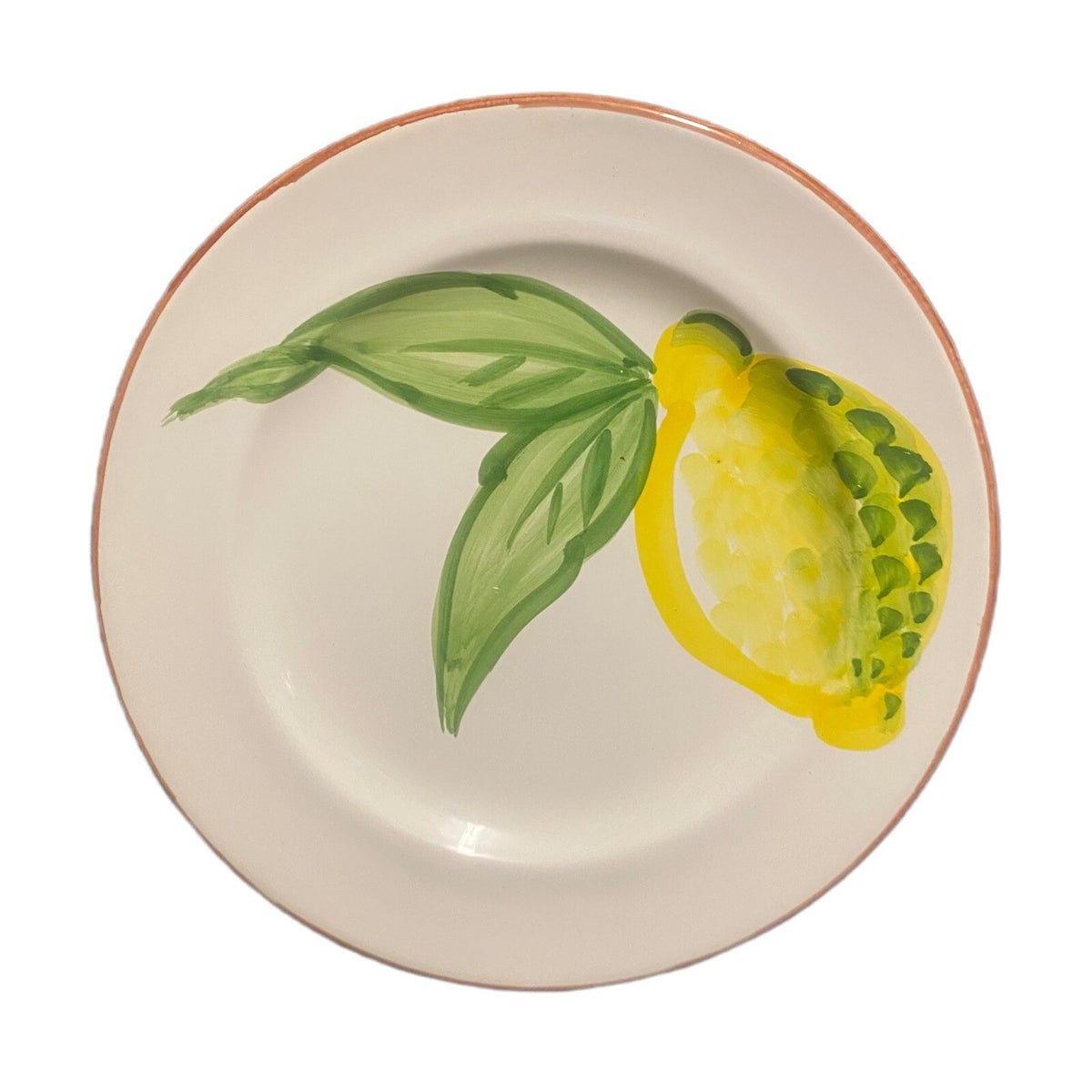 PRESENT TENSE 4-Dinner Plates ITALY Hand Painted Fruit Apple-Lemon-Grape-Pear