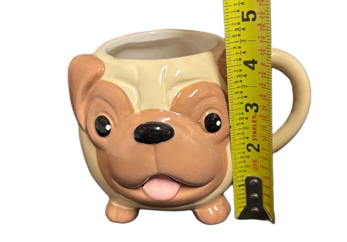 THINK Pawsitively Mug 3D Pug Puppy Dog Face Ceramic Animal  Coffee Tea Cup